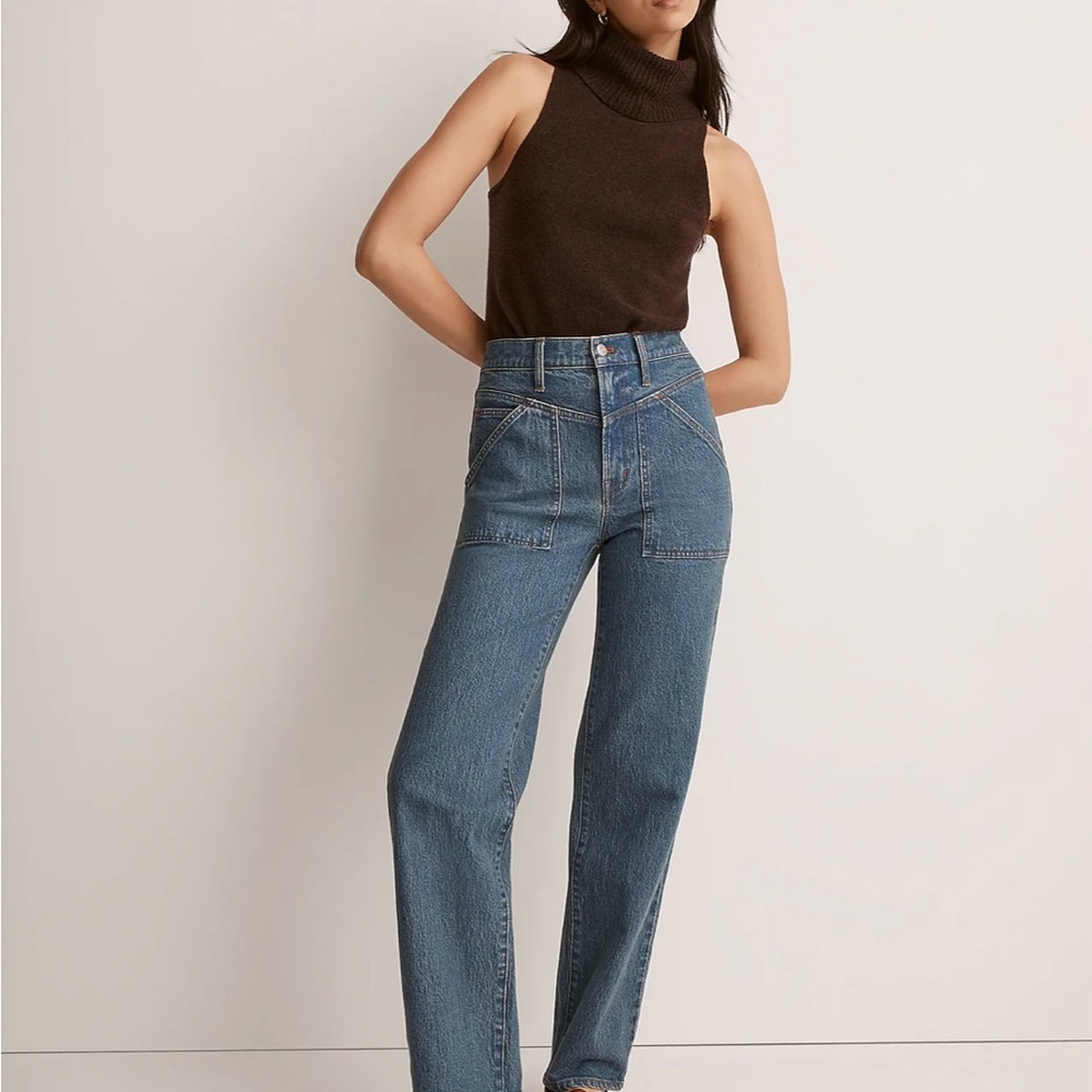 Madewell Perfect Vintage Wide Leg Jean in Vintage Indigo Wash: patch pocket ed.